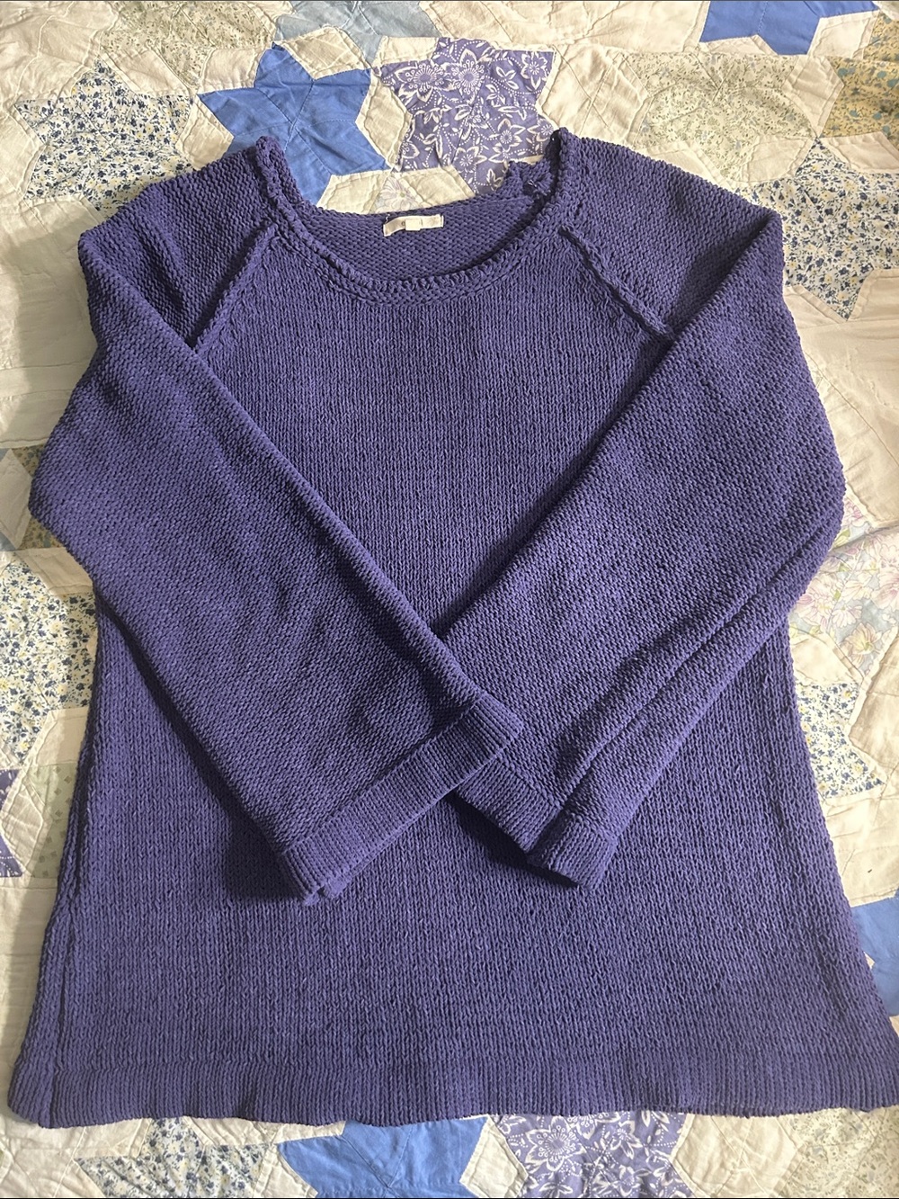 easel Purple Crewneck Knit Sweater Large